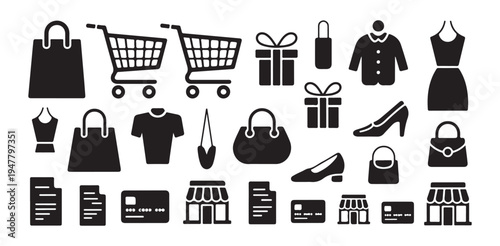 Collection of shopping and retail icons for online and offline stores