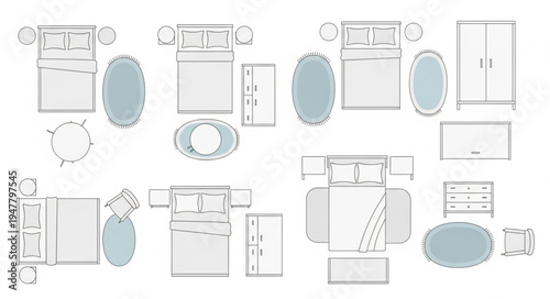 Top-Down Bedroom Layouts - Furniture Arrangement and Design Ideas.
