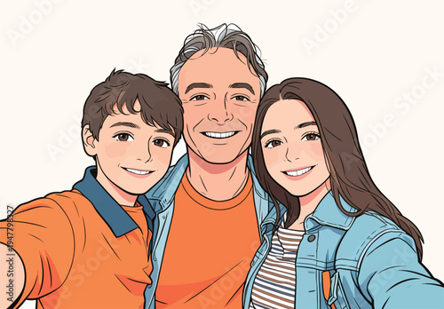 Three family members pose together for a selfie indoors, smiling and wearing casual outfits after spending time together.