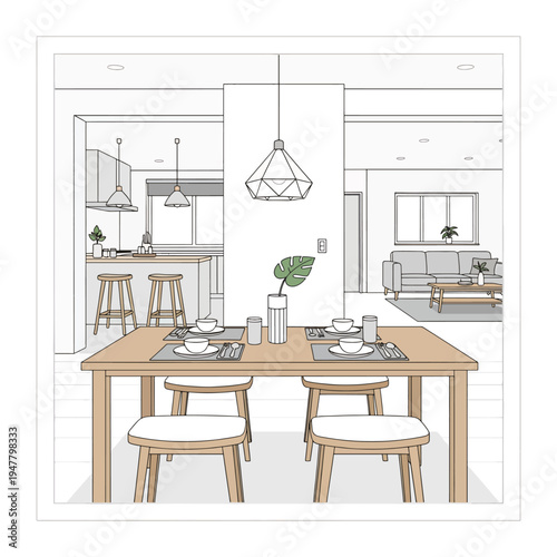 Dining Table with Chairs and Decor 1.