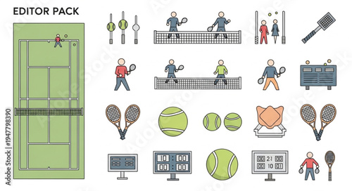 Tennis Editor Pack - Court, Players, Equipment, and Accessories.