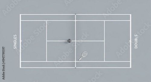 Tennis Court Diagram with Player Serving, Strategic Gameplay Visualization.