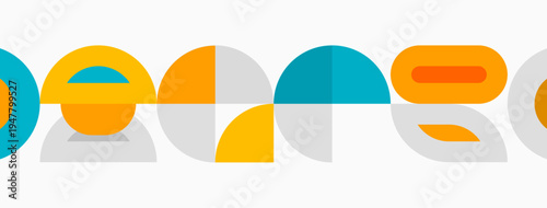 Abstract graphic design features colorful semicircles atop gray shapes forming word deciso. Modern, minimalist aesthetic. Bright hues dominate composition.