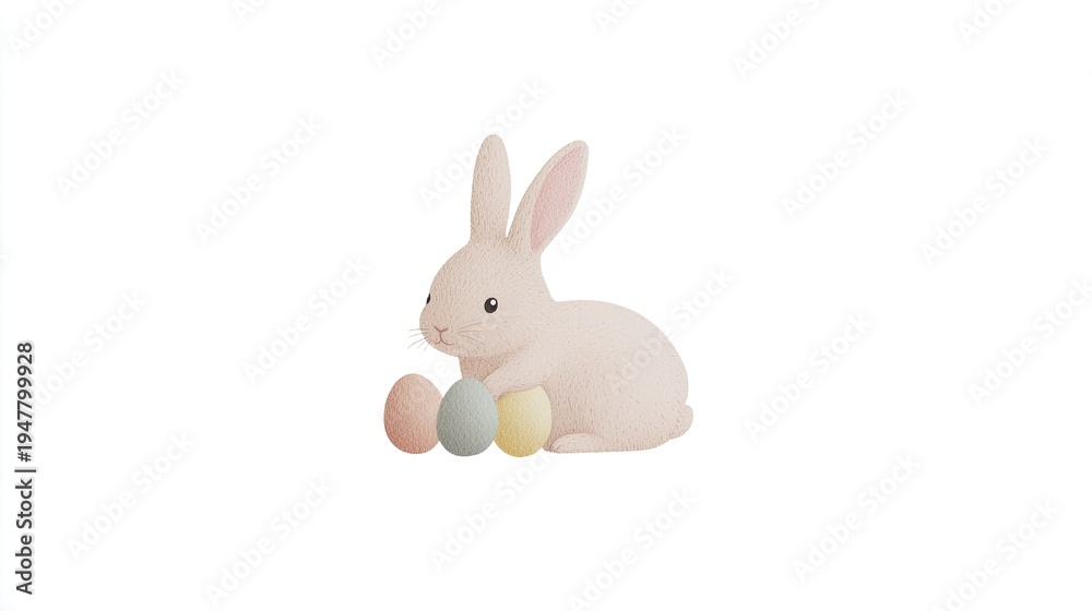 Fototapeta premium Cute Bunny with Pastel Eggs for Easter Celebration or Spring Themes