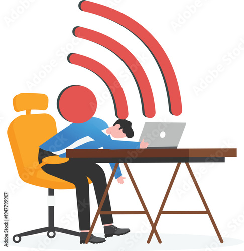 Businessman Exhausted by Slow Internet Signal