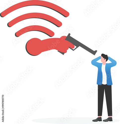 Businessman Facing Wireless Network Threat