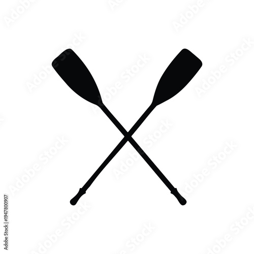 Crossed oars silhouette icon vector flat design.