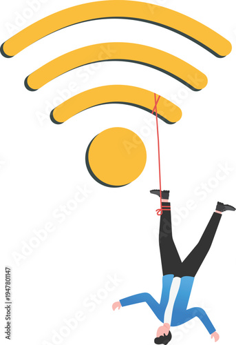 Upside Down Professional Tied to Wireless Signal