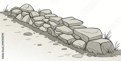A stone wall on a sandy surface Vector
