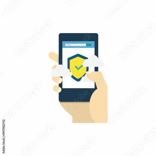 Mobile Security and Online Data Protection Illustration