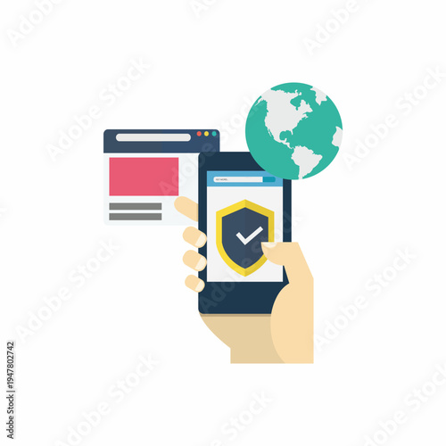 Mobile Security and Online Data Protection Illustration