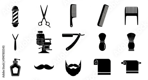 set of barbershop icons