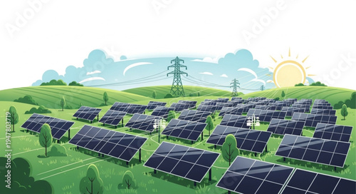 Solar Panels Renewable Energy Farm.