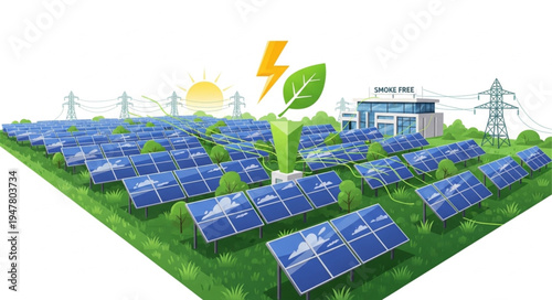 Solar Panels Renewable Energy Farm.