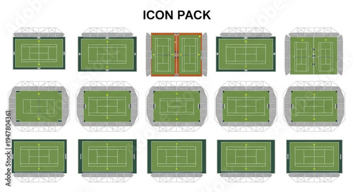 Icon Pack - Top-Down Views of Various Sports Fields and Courts.