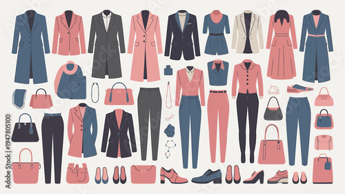 Collection of Womens Fashion Outfits and Accessories.