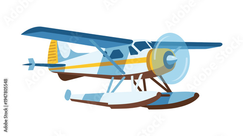 Seaplane on water with skis.