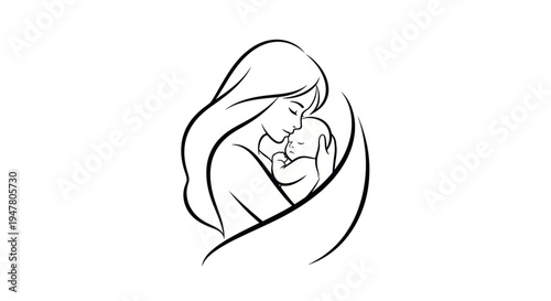 Mother Holding Newborn Baby Close.