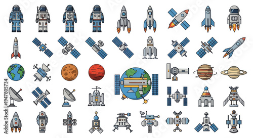 Space Station Astronauts and Rockets.