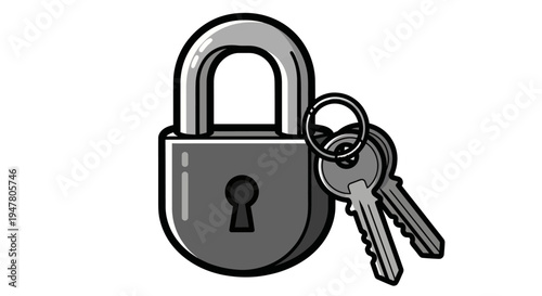 Padlock with keys attached closeup.