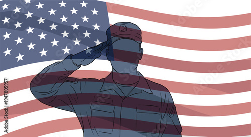 American soldier saluting in front of the united states flag with patriotism and pride