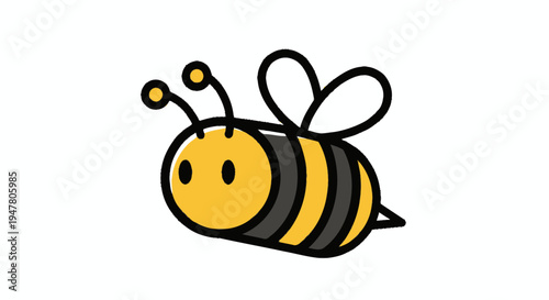 Cartoon bee insect yellow black.