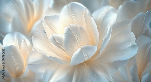 Wallpaper Mural Close-up of soft glowing white layered flower petals with translucent silky texture, evoking calm, serenity, and delicate beauty Torontodigital.ca