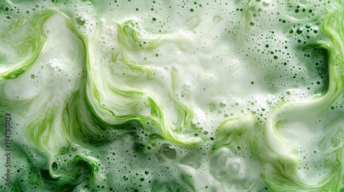 Wallpaper Mural calming green and white marbled foam with swirling liquid patterns and frothy bubbles Torontodigital.ca