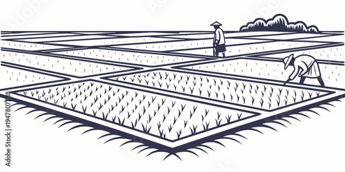 A large solar panel array in a field Vector