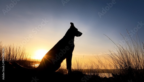 a pristine canine silhouette bathed in pure light radiating serene cleanliness and poised elegance freshness silhouette