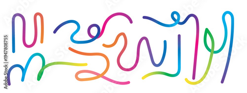 Vibrant multicolored squiggles on white background