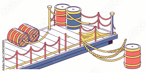 A colorful illustration of an oil rig platform Vector