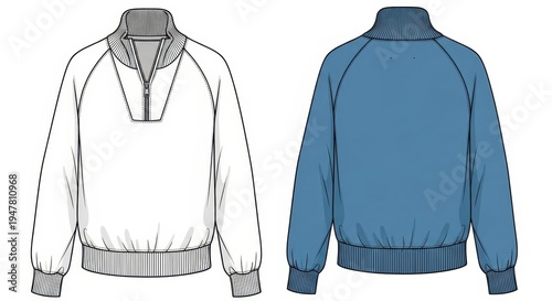 Technical Fashion Flat Sketch of a Raglan Sleeve Sweatshirt.