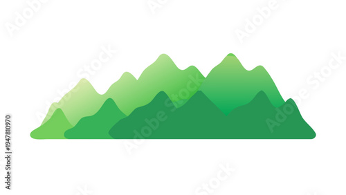 A green mountain range with several peaks Vector