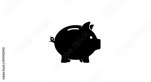 Piggy bank silhouette icon isolated on white background