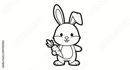 Bunny holding carrot stick illustration