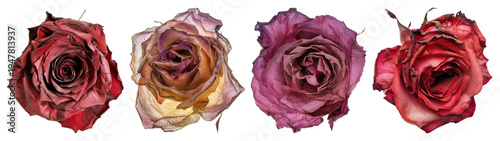 PNG Dried roses in vibrant colors on transparent background