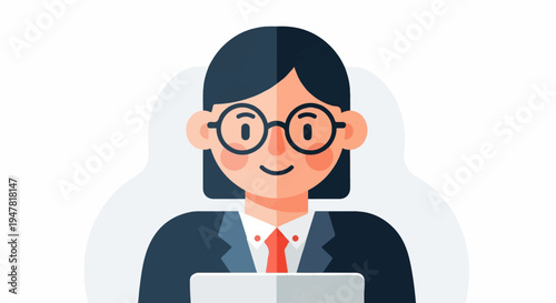 Professional person with glasses, suit, and tie holding a tablet