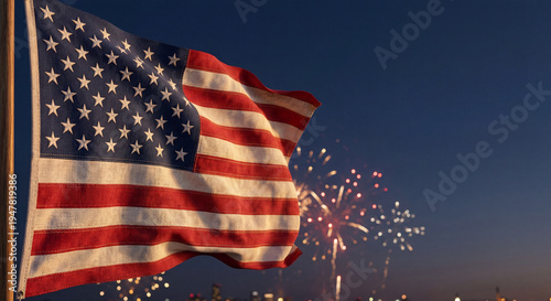 American flag with fireworks America 250 celebration July 4 2026