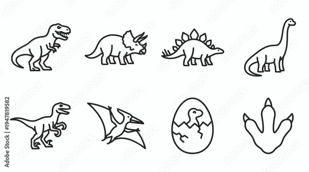 Fototapeta premium Modern Flat Dinosaur Vector Collection for Children Illustration