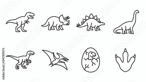 Modern Flat Dinosaur Vector Collection for Children Illustration
