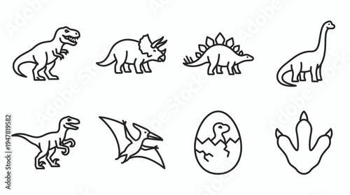 Modern Flat Dinosaur Vector Collection for Children Illustration