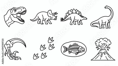 Modern Flat Dinosaur Vector Collection for Children Illustration