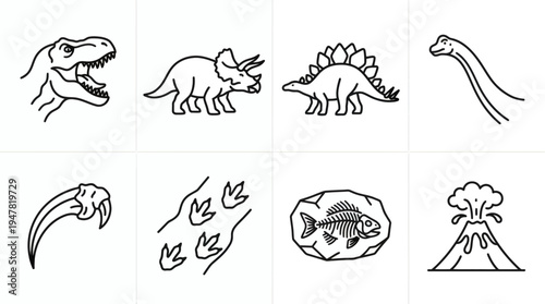 Modern Flat Dinosaur Vector Collection for Children Illustration