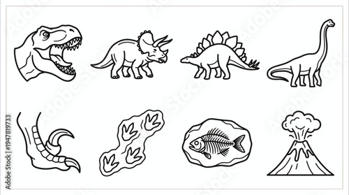 Modern Flat Dinosaur Vector Collection for Children Illustration