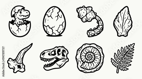 Modern Flat Dinosaur Vector Collection for Children Illustration