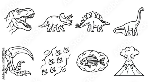 Modern Flat Dinosaur Vector Collection for Children Illustration