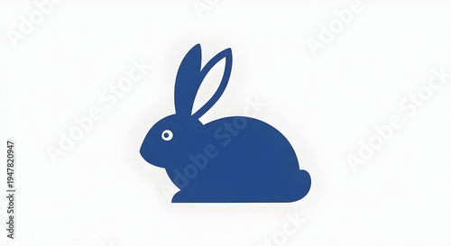 A clean, minimalist silhouette of a rabbit in deep blue with a single white eye detail, set against a plain white background for a simple and modern aesthetic.