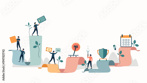 This illustration evokes a sense of partnership and mutual support. Ideal for representing team dynamics, collaboration, and achieving shared goals in