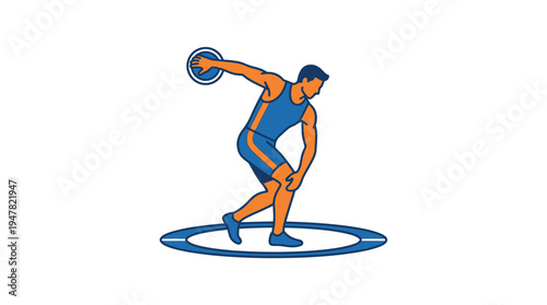 Discus thrower in action pose